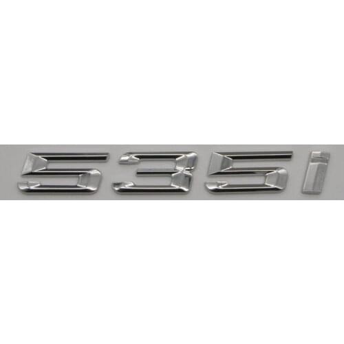 Chrome Shiny Silver ABS Number Letters Word Car Trunk Badge Emblem Letter Decal Sticker for BMW 5 Series 535i