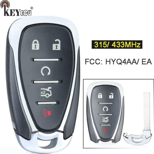 KEYECU 315/433MHz ID46 Chip HYQ4AA HYQ4EA Smart 5 Button Remote Key Fob for Chevrolet Camaro Equinox Cruze Malibu Spark 2016-20