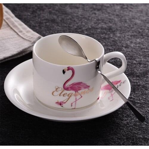 HOMIE Flamingo Coffee Mugs Ceramic Mug Travel Cup Cute Tea Cup Saucer Set Coffee Cup Tea pot Set Tea Tray Bridesmaid Gift