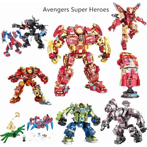 Avengers Superhero Series Assembled Brick Toys Steel Anti-Hulk Mecha Building Block Model Boy Educational Toys