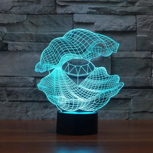 Creative Gift Diamond Shell 3d Led Night Light Manufacturers Direct Sales 3d Light Fixtures Kids Room Led Table Lamp