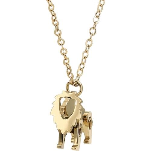 Stainless Steel Building Block Toy Cute Little Lion Pendant And Necklace For Womens Clavicle Chain Punk Accessories Jewellery