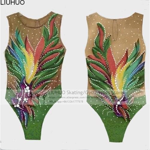 LIUHUO Girls Synchronized Swimming Suits Women Performance Wear Rhythmic Gymnastics Dress Ballet Ice Skating Dance Leotards