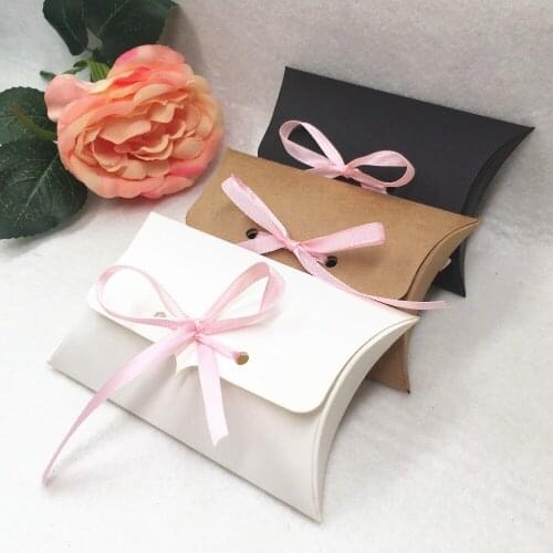 24Pcs 12.5x8x2.5cm Jewelry Accessory Sharp-mouthed Pillow Pouch Paper Boxes Add Thank You Sticker Labels Satin Ribbons Strings