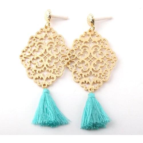 Fashion Metall Grid Links Tassel Earring