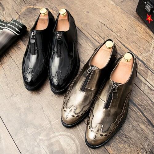 Spring and Autumn Brand High Quality Classic Brock Mens Shoes Leather Luxury Mens Genuine Comfortable Waterproof Shoes