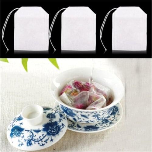 New 100 Pcs/Lot Tea Bags Empty Scented Drawstring Pouch Bag 5*7CM Seal Filter Cook Herb Spice Loose Coffee Pouches Tools