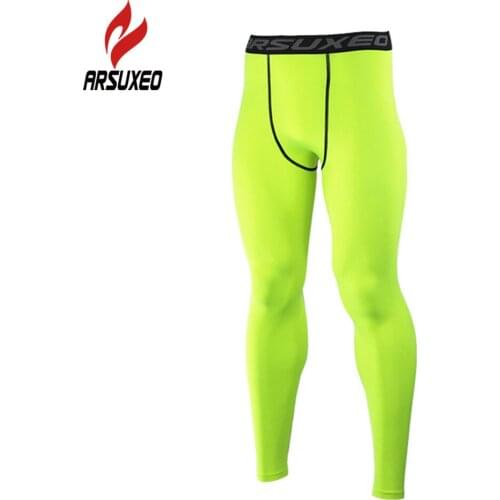 NEW ARSUXEO Men Sports Compression Tights Base Layer Running Elastic Tights Pants Run Fitness Workout GYM Pants Clothing