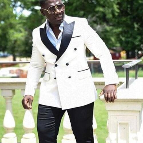 Brand New Mens Suits Wedding Tuxedos Double-Breasted Groom Groomsmen Tuxedos Man Blazers Jacket Excellent 2 Piece Suits