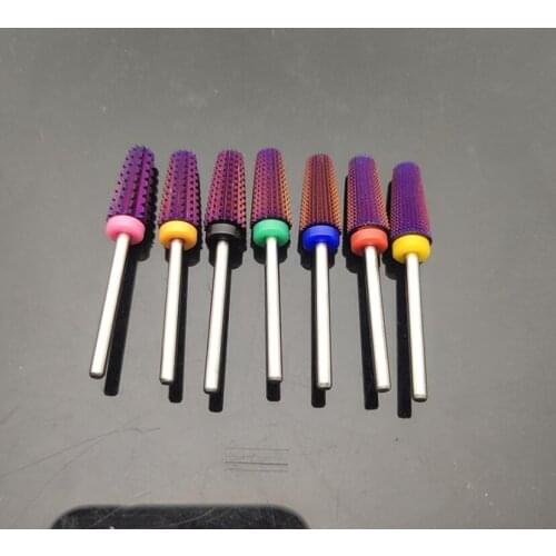 New Purple Plated 5 in 1 Carbide Nail Drill Bits With Cut 2-Way Drills Tapered Bit Milling Cutter For Manicure Nails Accessories