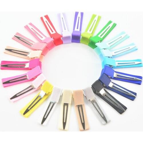 WHolesale 200pcs/lot 4.5cm Grosgrain Ribbon Wrapped Single Prong Metal Clip Kids Headwear DIY Accessories FJ08