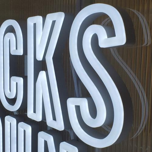 Illuminated shop sign letter white hollow acrylic led letter reception wall letters