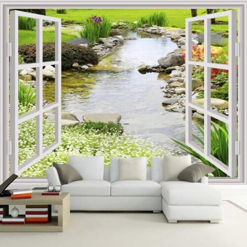 Custom Photo Wallpaper 3D Window Landscape Photography Mural Modern Living Room Bedroom Background Waterproof Canvas Painting