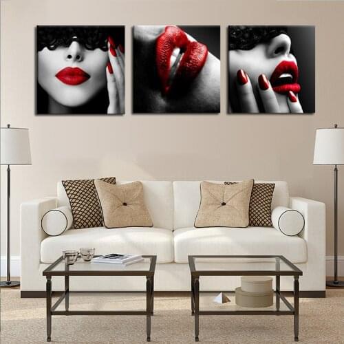 Sexy Lip Red Beauty Home Decoration Canvas Painting Living Room Sofa Background Wall Decorative Painting Wall Art Canvas Sex