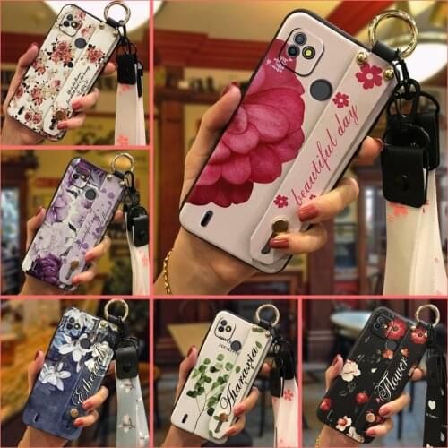 Shockproof Soft Phone Case For Tecno POP5 Original Silicone Back Cover Lanyard Fashion Design
