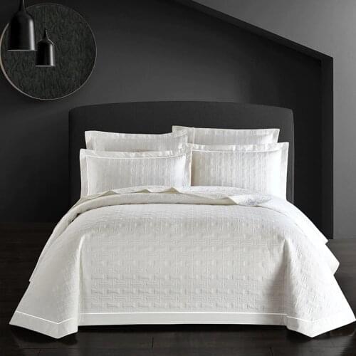 Luxury 100%Cotton Quile Bedspread Bed cover set Bedding set White Grey Mattress Cover Bed set couette couvre lit dekbed