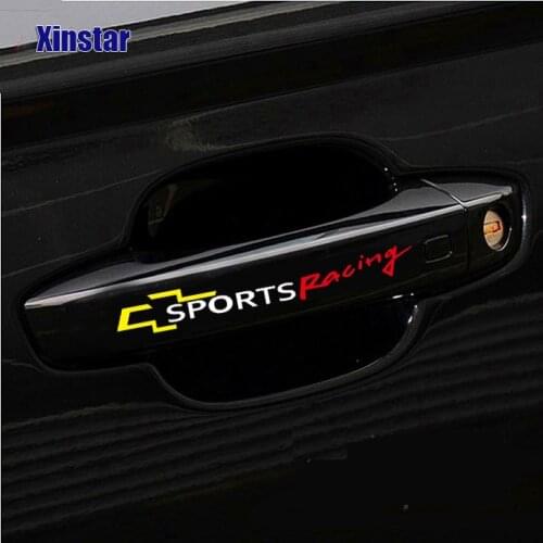 4pcs car door handle sticker for Chevrolet Cruze Captiva Lacetti Aveo Orlando Epica Camaro
