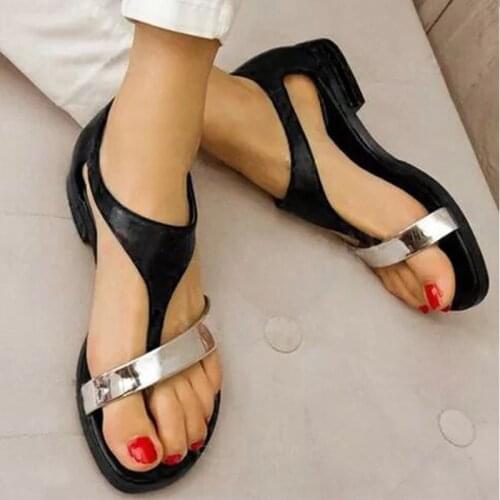 Womens Sandals Women Summer Shoes Beach Low Heel Clip Toes Buckle Strap PU Leather Female Sandalias Ladies Casual 2021