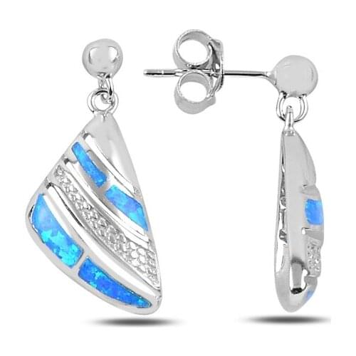 KUTAYDAN Opal Cubic Zirconia Dangle Earrings 925 Sterling Silver