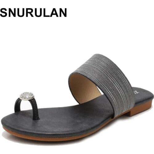 SNURULANWomens sandals 2021 summer designer shoes sequins flat casual fashion rhinestone Flip flop sabot shoes beach Flip-flops