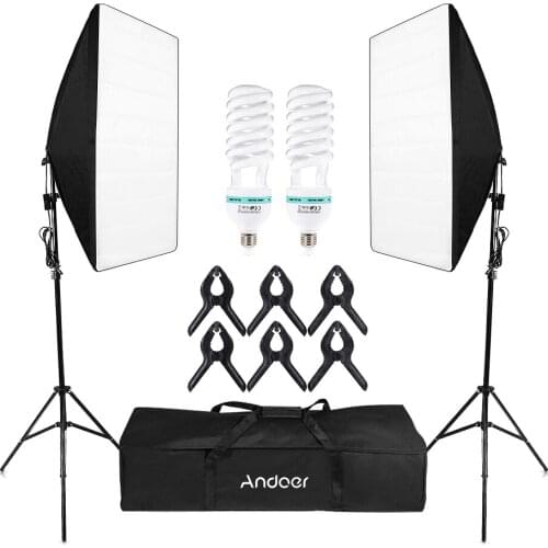 Photography 50x70CM Softbox Lighting Kits Professional Light System With Bulbs Tripod Stand Carrying Bag Photo Studio Equipment