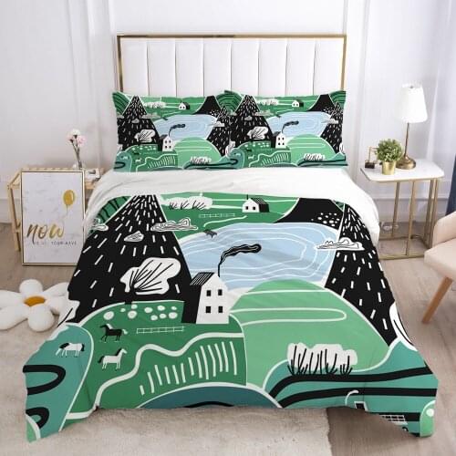 Modern Quilt/Comforter/Blanket Case Pillowcase Bedding Sets Duvet Cover Set with Zipper 3D Design King Double Size Bed Linen