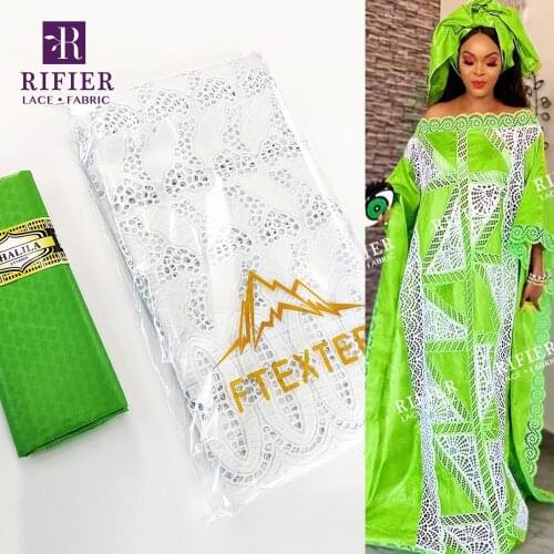 Dry Lace 2.5+2.5 Yards With Bazin Riche Fabric 2020 Senegal Swiss Voile Lace In Switzerland African Gambia Women Basin Fabric