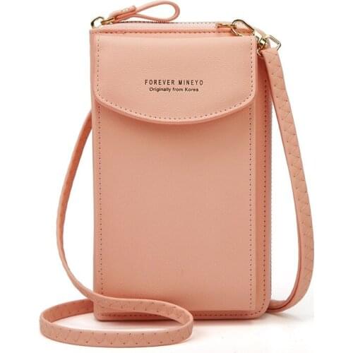 Womens Luxury Leather Handbags Cute Solid Color Straps Shoulder Bag Mobile Phone Bag with Cards Holder Coin Wallet