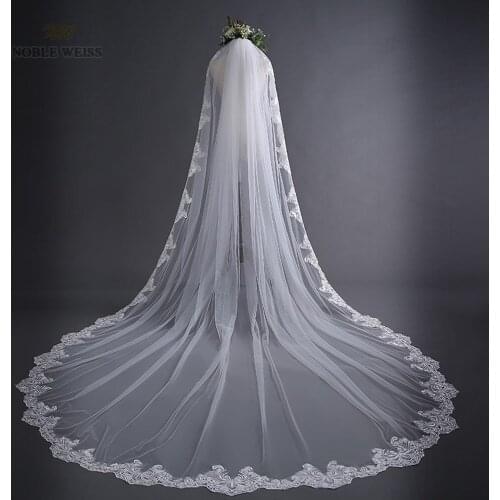 Wedding Veils with Comb Lace Edge Cathedral Veil One-Layer Bridal Veils