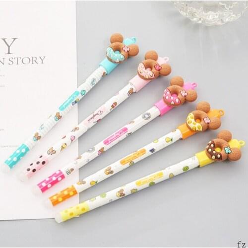 100 Pcs Bear Cookies Gel Pens Erasable Gel Ink Pens School Supplies 0.5mm Blue Ink Neutral Pen