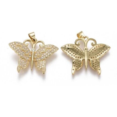 5pcs Brass Clear Micro Pave Cubic Zirconia Butterfly Pendants for necklace Bracelet DIY jewelry making Decor Accessories