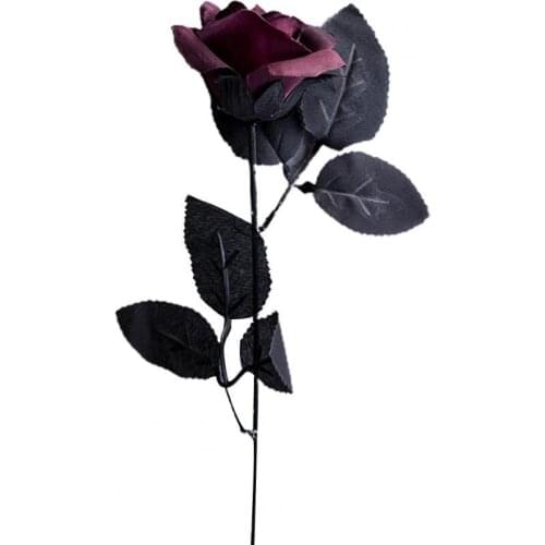 60%Hot Sale Artificial Flower Beautiful Realistic Nice-looking Simulation Black Red Rose Decorative Synthetic Flower For Wedding