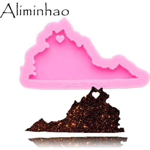 DY0222 Shiny us Virginia state mold Silicone Molds DIY epoxy mould silicon Resin Crafting molds keychains Moulds