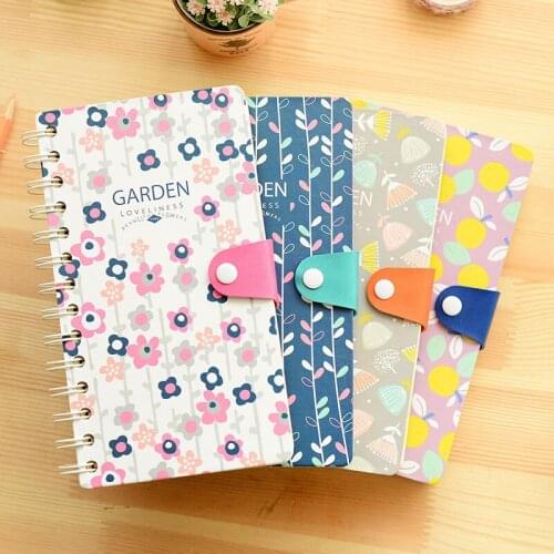 Midsummer Night New Creative Buttons Buckle Color Pages Coil Notebook Fashion Diary Agenda Notepad 120 sheets spiral notebook