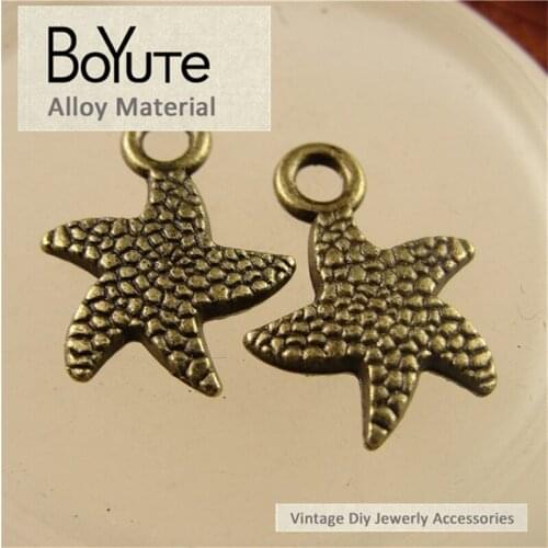 BoYuTe (100 Pieces/Lot) 12*17MM Antique Bronze Plated Metal Star Charms Pendants Diy Jewelry Making Accessories