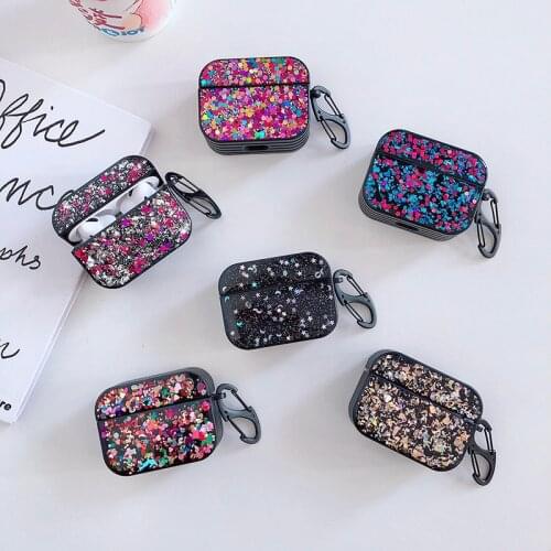 Bling Earphone Case for Airpords Pro Stars Glitter Case for Apple Airpods 3 Pro Protective Cover for Earbuds With Hook