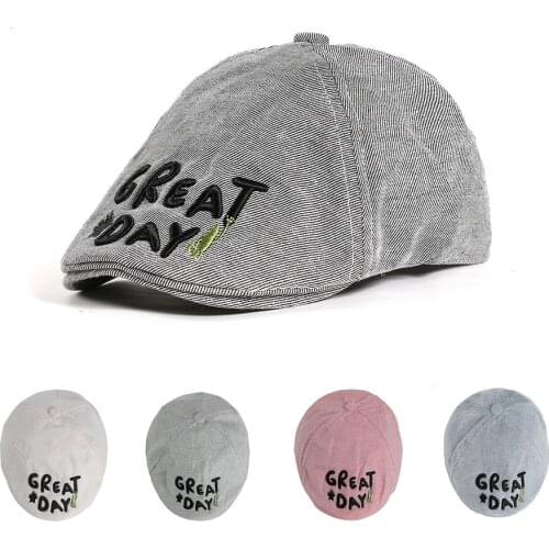 Letter Embroidery Design England Style Children 100% Cotton Cap Autumn Berets Baby Hat Boy Caps For Child Girl Berets Kids Hats