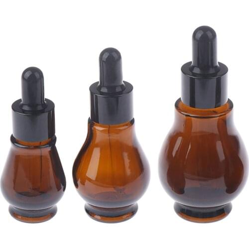 Amber Glass Dropper Bottle Essential Oil Perfume Pipette Bottles Refillable Empty Container 10/20/30/ml