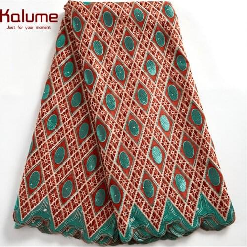 Kalume Latest Siwss Voile Lace 5 Yards African Nigerian Cotton Lace Fabric Embroidery Lace High Quality For Diy Dress F2508