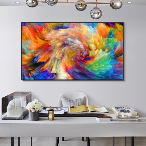 Abstract Rainbow Color Splash Painting On Canvas Wall Pictures For Living Room Posters And Prints Modern Art Decor Home Cuadros