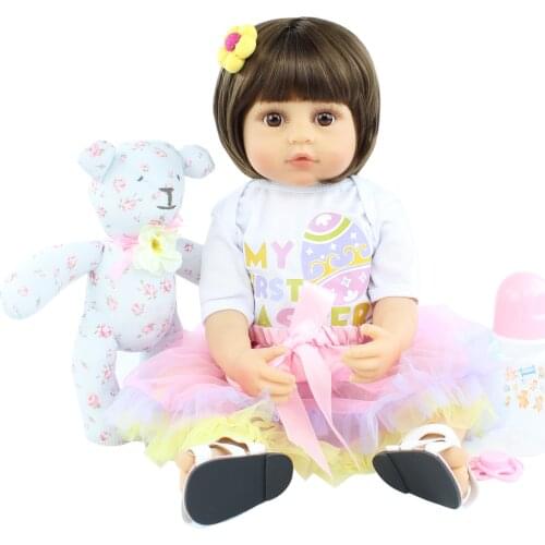 55CM Full Silicone Reborn Baby Doll For Girl Cute Princess Toddler Bebe Boneca Kid Birthday Gift Play House Dress Up Bathe Toy