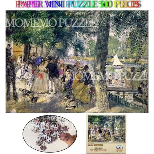 Bathing on The Seine Mini Jigsaw Puzzle 500 Pieces Paper Puzzle Adults Oil Painting Pattern Funny Paper Jigsaw Puzzle Toys Games
