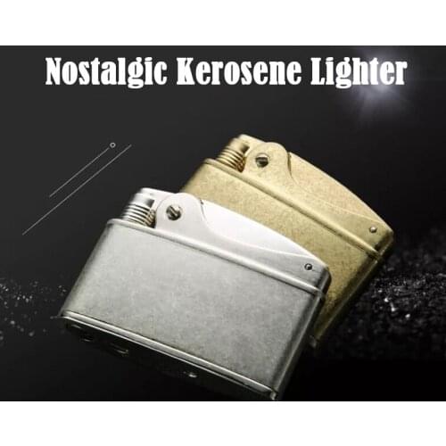 Retro Metal Kerosene Lighter Survival Fire Starter Cigarette Oil Lighters Creative Personality Grinding Wheel Lighter