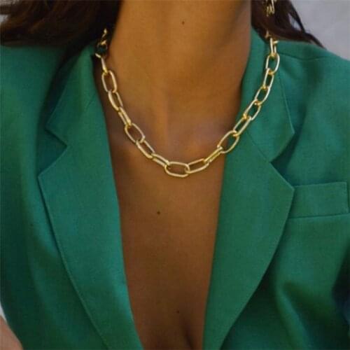 Trendy Gold Chain Necklace Chokers For Women Gold Color Geometric Pendant Necklaces Boho Maxi Statement Party Jewelry