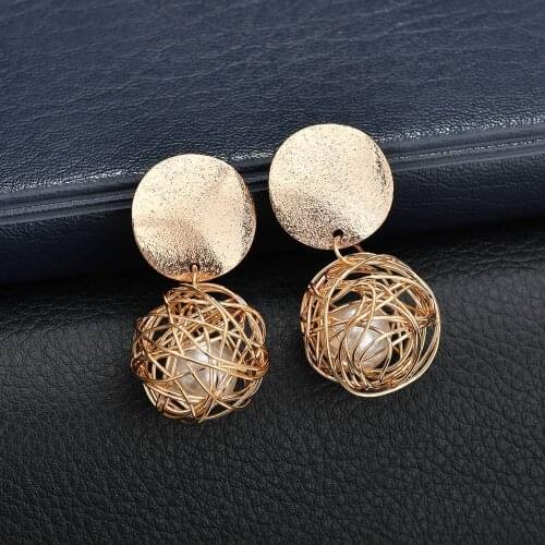 Fashion Geometric Earrings For Women Round Metal Pieces Ball Stud Earrings Golden Color Party Wedding Gift Ear Jewelry