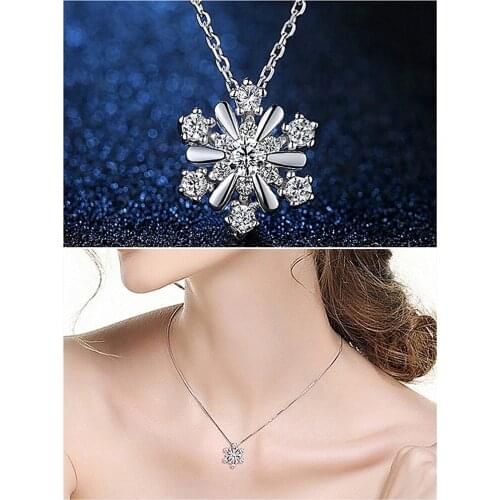 Fashion chic snow flower crystal zircon diamonds gemstones pendant necklaces for women girl choker jewelry bijoux Christmas gift