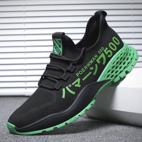 Mens shoes summer breathable shoes 2021 new hollow mesh sports style casual single-tide shoes mens flying running shoes