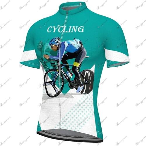 Mens Short Sleeve Cycling Jersey Summer Spandex Polyester Red Blue Green Bicicleta ClothesTop Mountain MTB Road Bike Wear