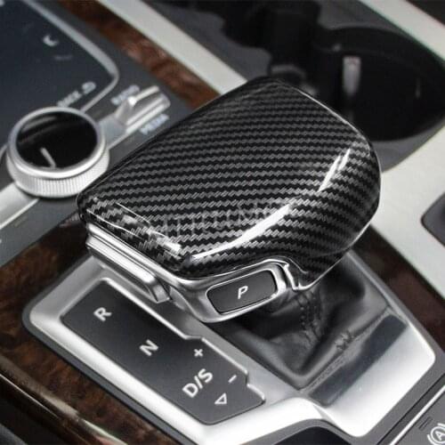 LHD Interior Gear Shift Knob Cover Cap Trims For Audi A4 B9 A5 Q5 Q7 S4 S5 SQ5 2016 2017 2018 2019 2020 Carbon Fiber