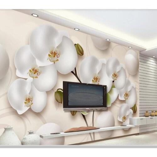 Papel de parede 3d stereo phalaenopsis space flower wallpaper,living room sofa TV wall bedroom wall papers home decor mural